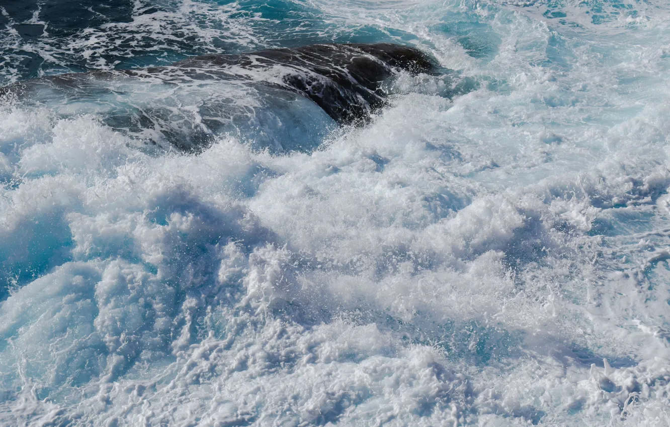 Photo wallpaper sea, wave, foam, water