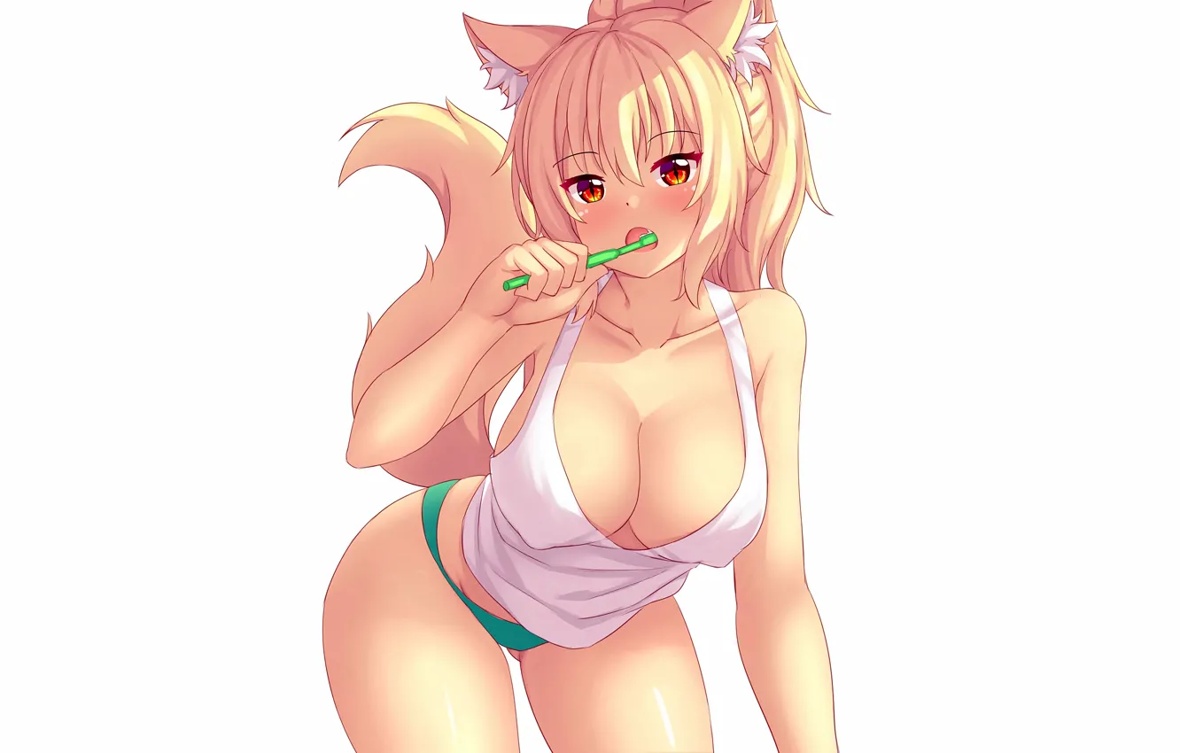 Photo wallpaper girl, sexy, lingerie, cleavage, panties, long hair, boobs, animal ears