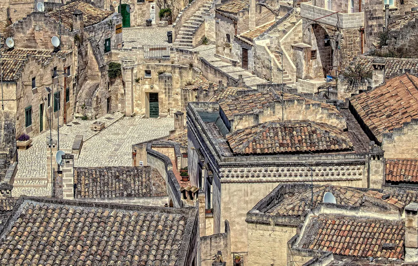 Photo wallpaper mountains, home, slope, Italy, Basilicata, mater