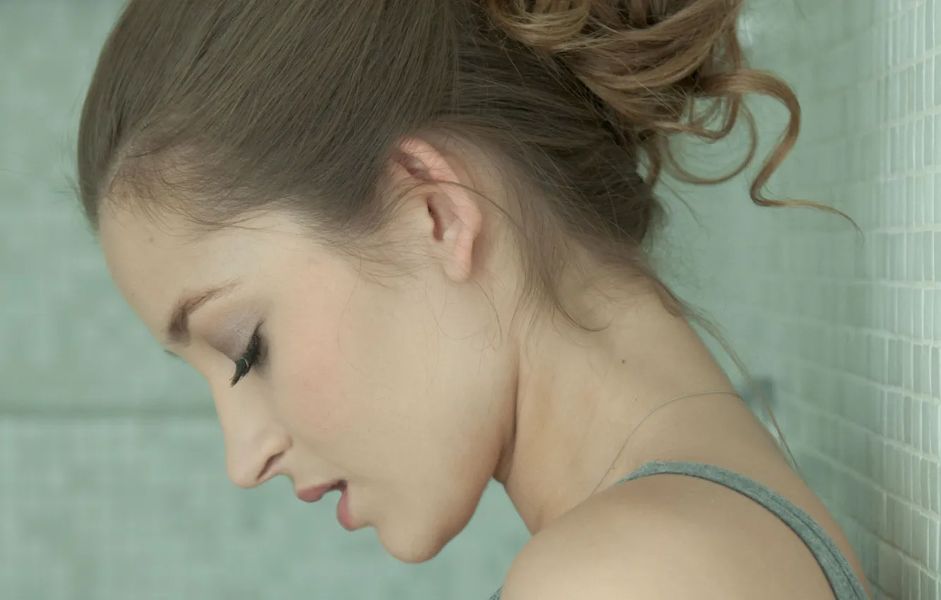 Photo wallpaper girl, eyelashes, model, brown hair, Dani Daniels