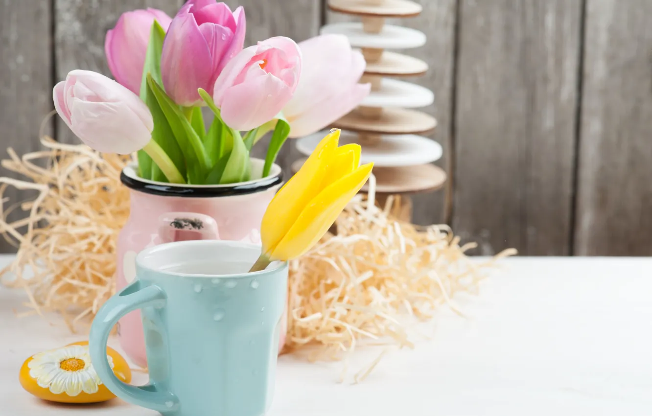 Photo wallpaper flowers, bouquet, tulips, pink, decor, THE OFF