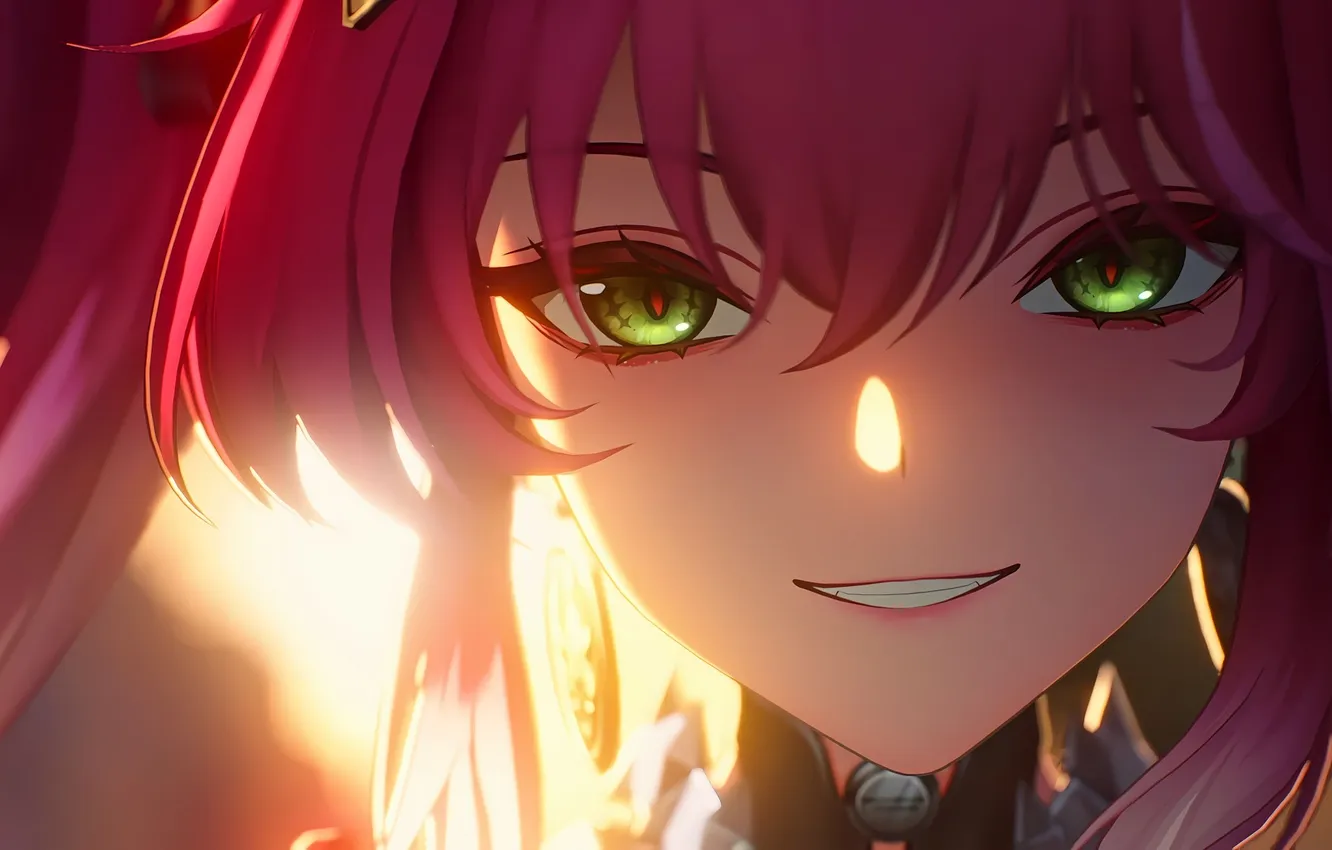 Photo wallpaper light, smile, red hair, green eyes, Video Game, Video Games, Wuthering Waves, Kuro Games