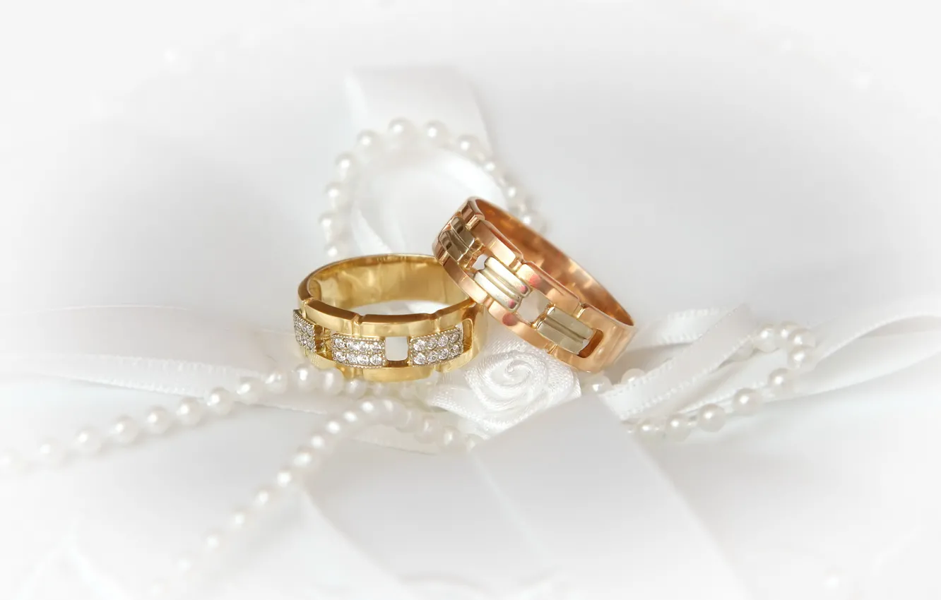 Photo wallpaper white, beads, Engagement rings, wedding