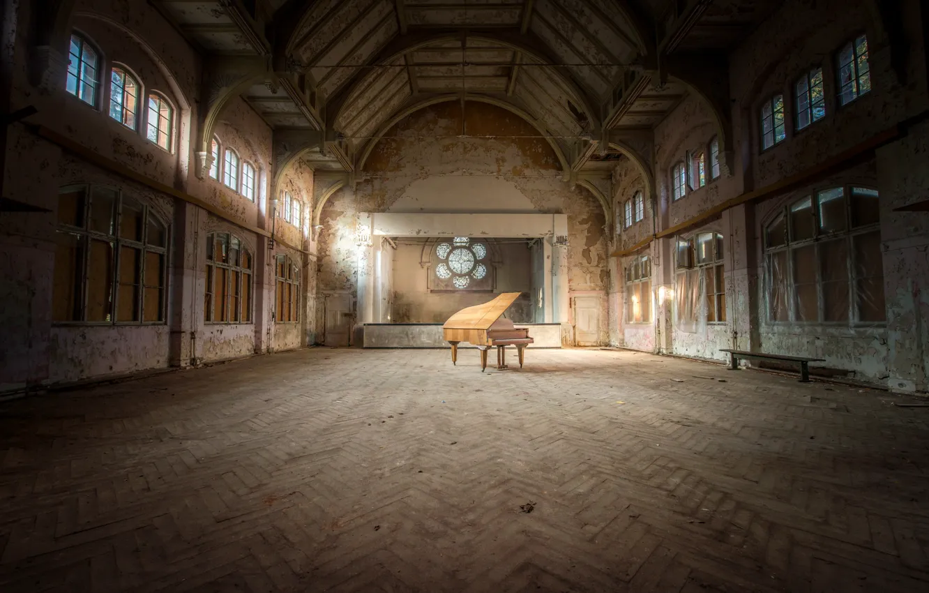 Photo wallpaper music, hall, piano