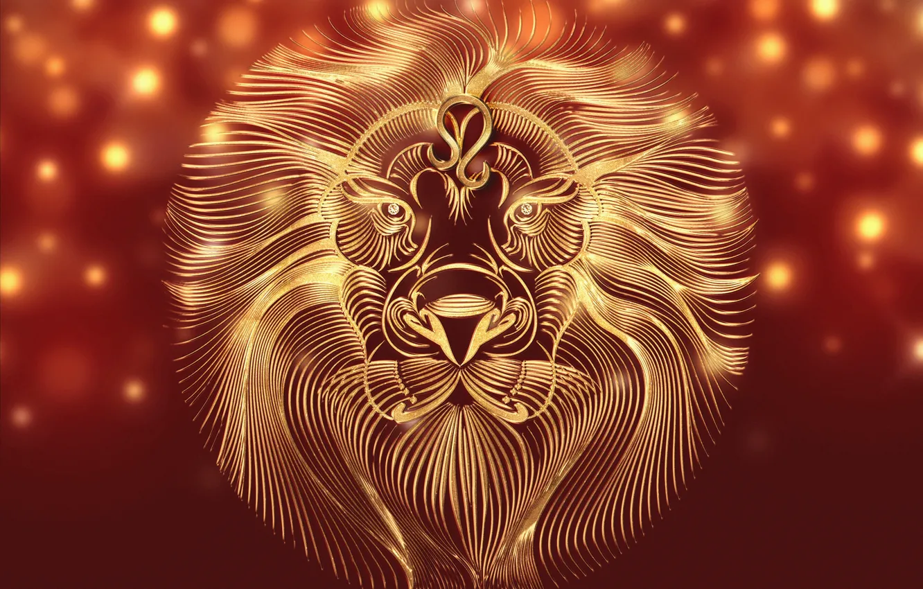 Photo wallpaper metal, lights, sign, graphics, Shine, styling, Leo, silhouette