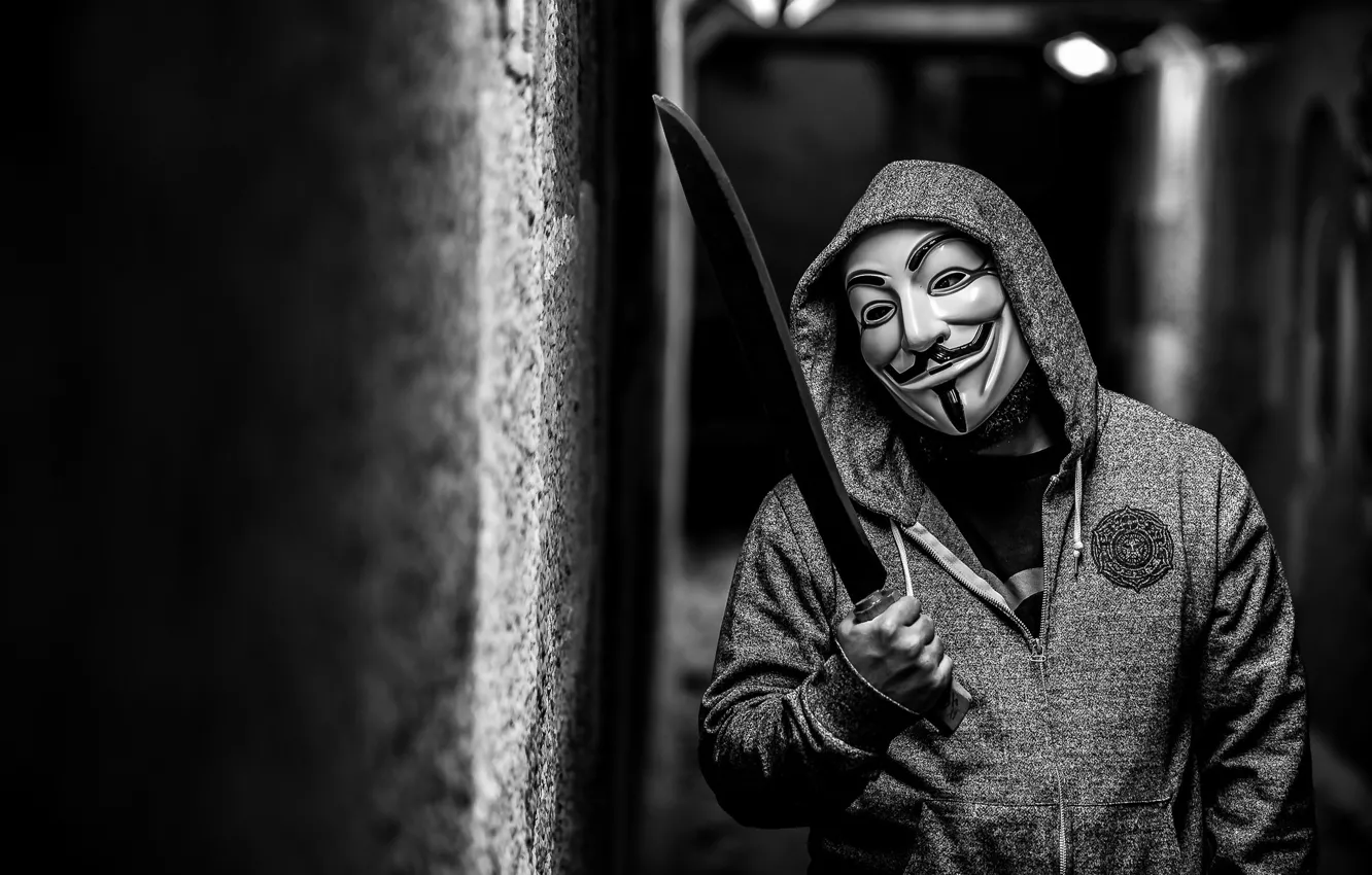 Photo wallpaper mask, male, Anonymous, macheta