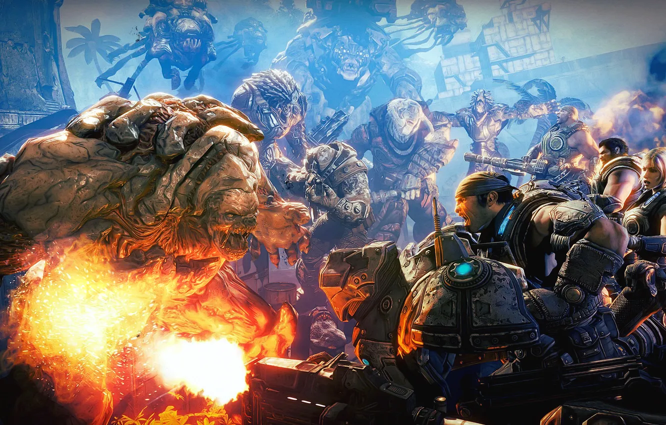 Photo wallpaper locust, Anna, Anna, Gears of War 3, Marcus, Marcus, gears of war