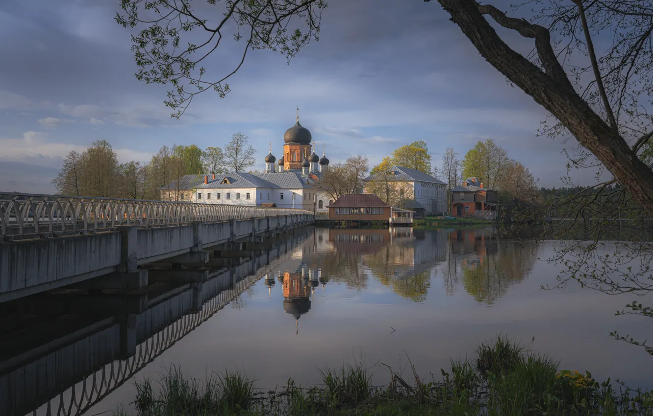 Photo wallpaper landscape, nature, lake, Gregory Beltsy, St. Vvedensky Island Monastery