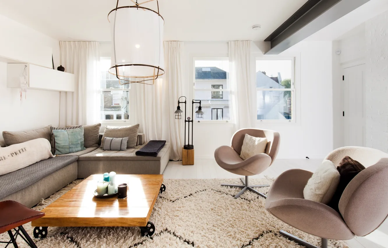 Photo wallpaper design, style, interior, living room, Industrial Flat, by XUl Architecture