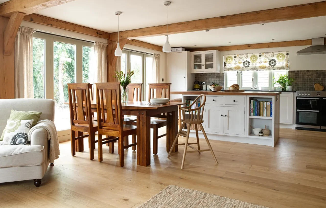 Photo wallpaper design, comfort, style, interior, kitchen, dining room