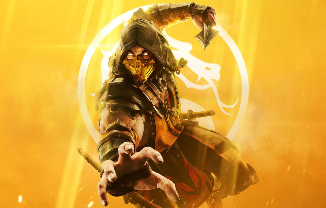 Photo wallpaper the game, game, Mortal Kombat, Scorpion, Mortal Kombat 11