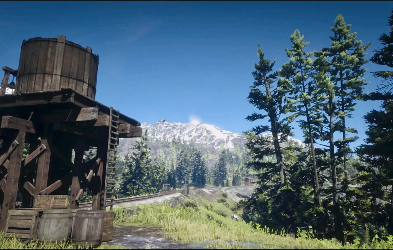 Photo wallpaper HDR, game, sky, wood, heaven, mountain, ladder, UHD