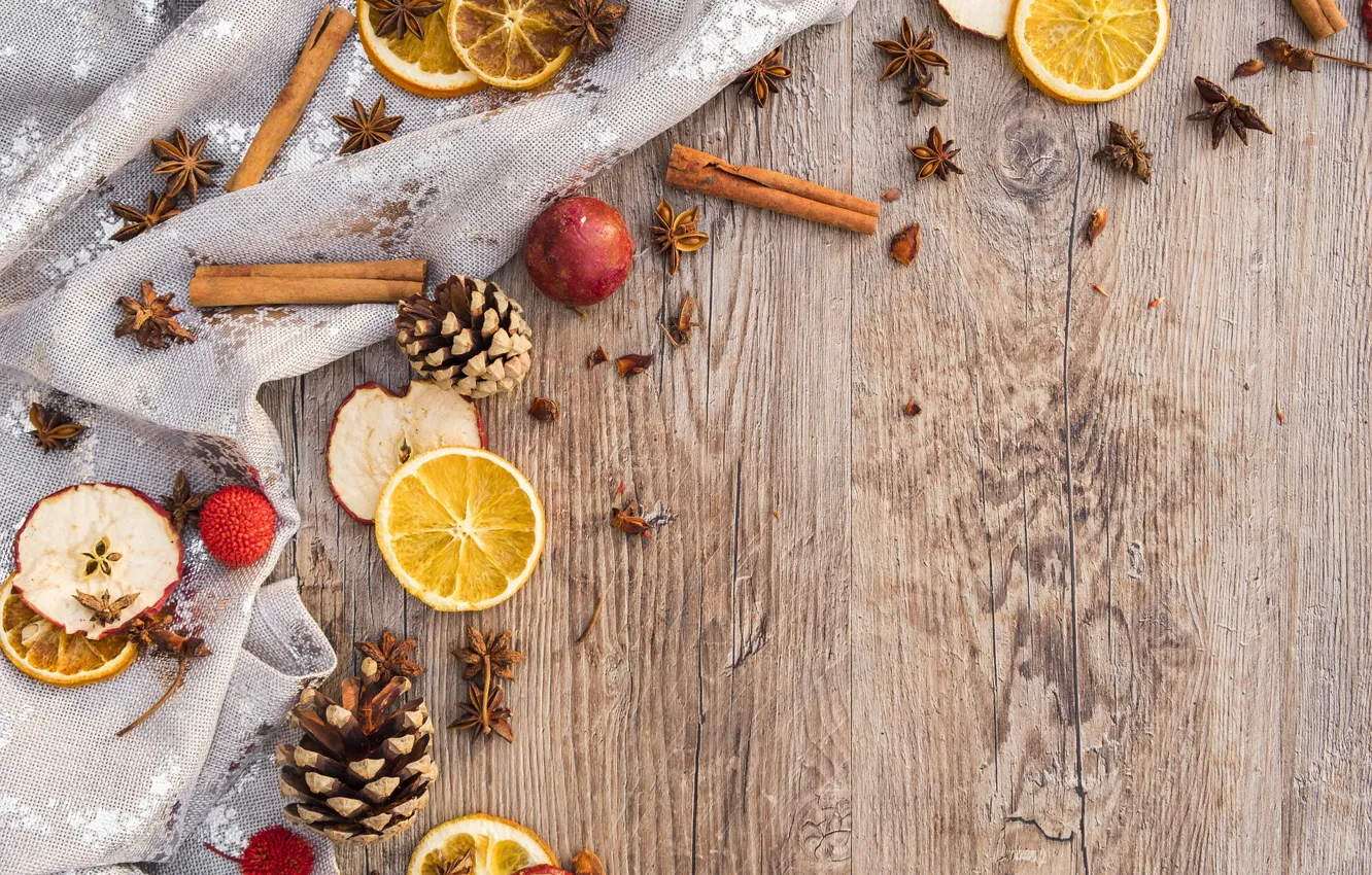 Photo wallpaper Apple, Christmas, Orange, Cinnamon