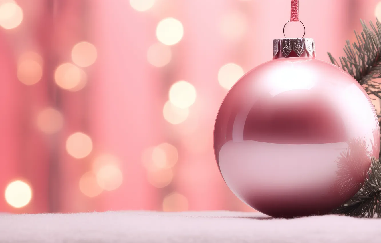 Photo wallpaper balls, balls, new year, Christmas, pink, pink background, Christmas decorations, Christmas decorations