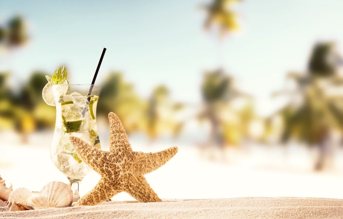 Photo wallpaper sand, sea, beach, summer, the sun, shell, summer, beach