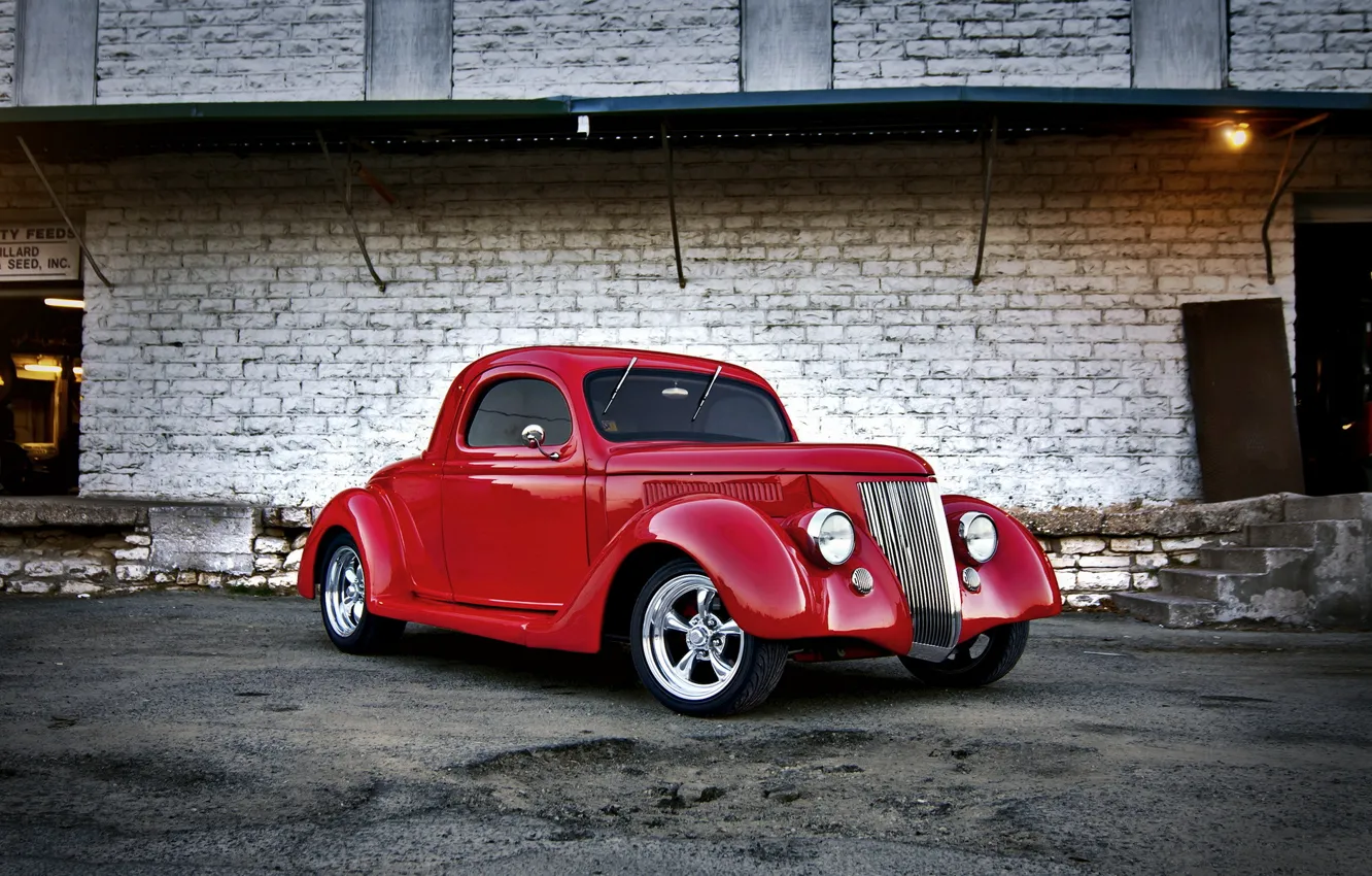 Photo wallpaper machine, background, ford, hot rod, 1936