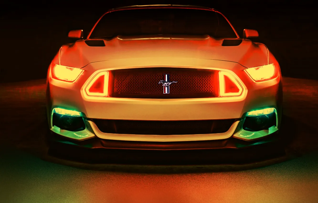 Photo wallpaper auto, light, background, tuning, Mustang
