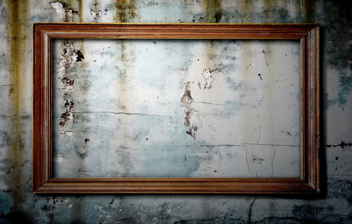 Photo wallpaper wall, wood, strange, empty frame