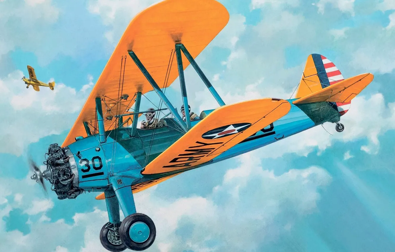 Photo wallpaper USA, US Army, training aircraft, US Airforce, Taras Bayonet, Boeing-Stearman PT-17 Kaydet