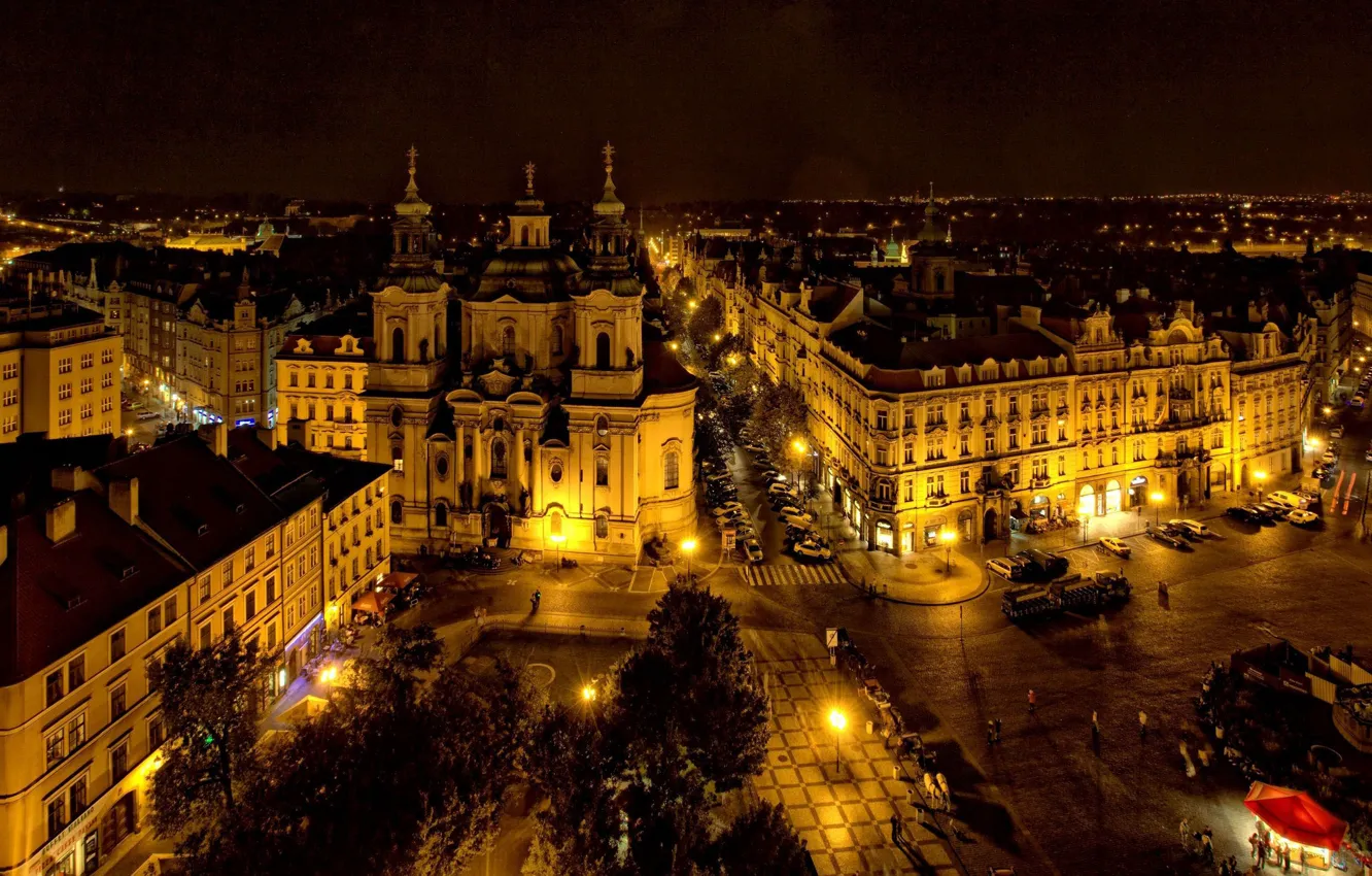 Photo wallpaper night, the city, city, Prague, Czech Republic, Praga, center, Czech Republic