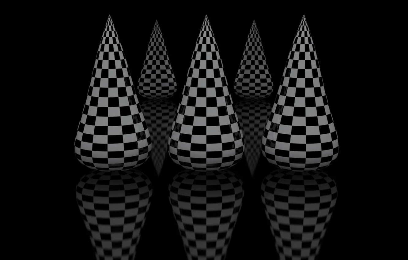 Photo wallpaper black, cell, black background, cones