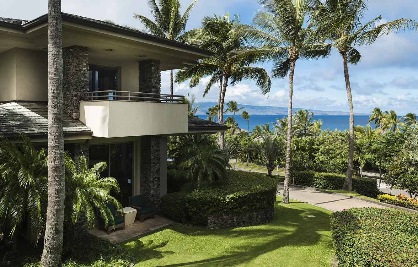 Photo wallpaper pacific ocean, garden, home, luxury, hawaii, palm, maui