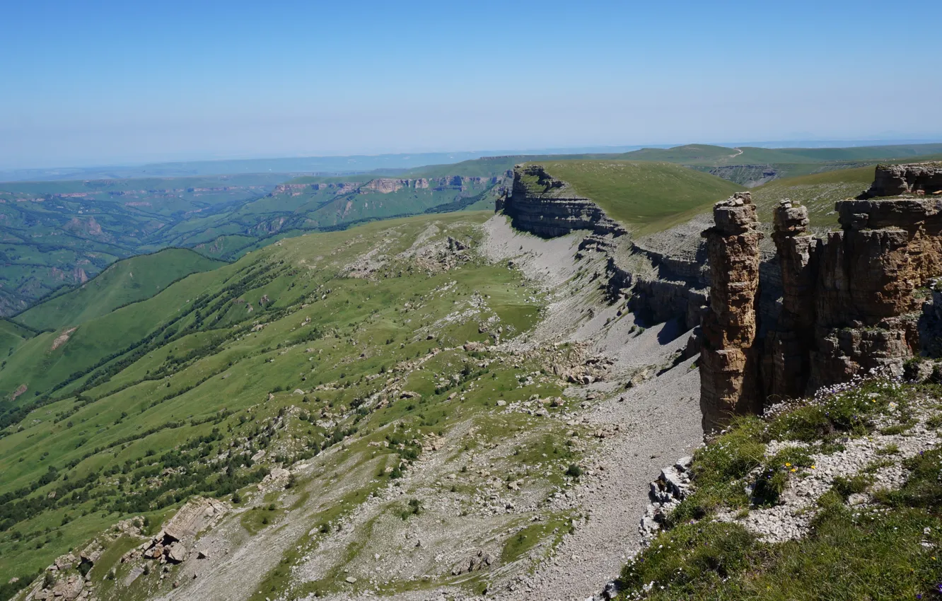 Photo wallpaper plateau Burmanet, mountains, landscape, The Caucasus