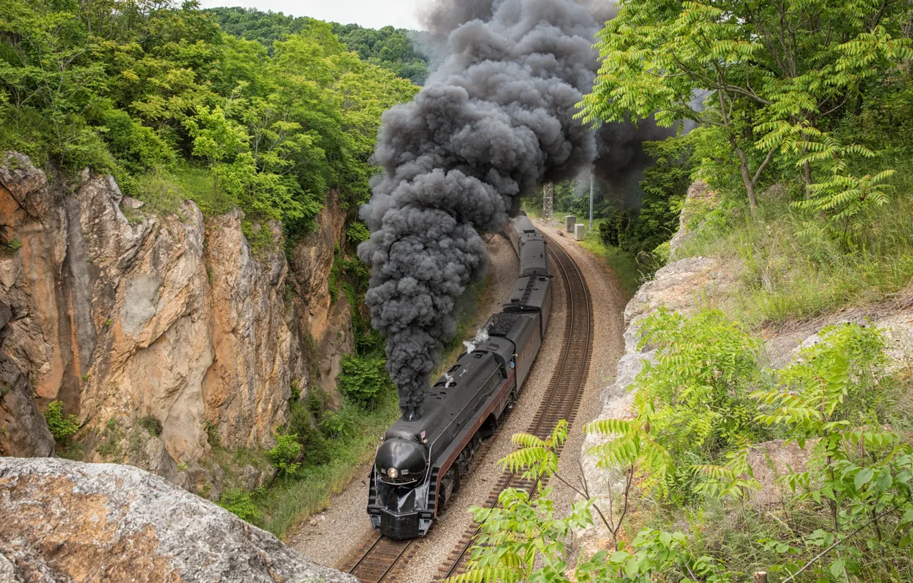 Photo wallpaper train, the engine, railroad