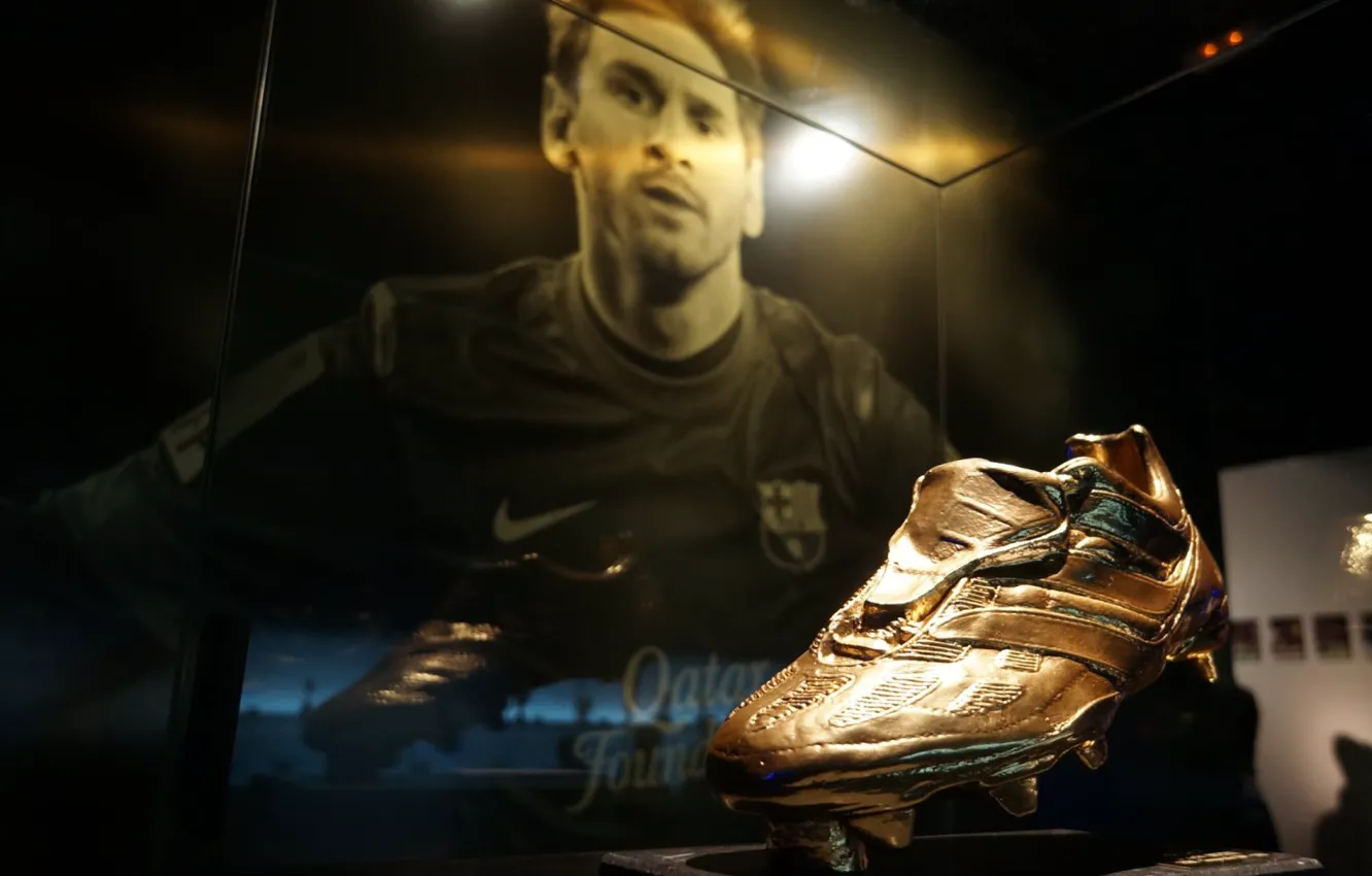 Photo wallpaper exposure, football, player, Lionel Messi, Golden boot, the Museum of FC Barcelona, European Golden Shoe, …