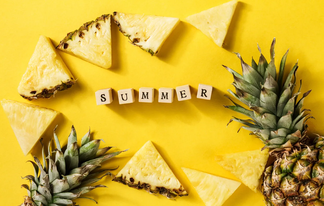 Photo wallpaper summer, background, pineapple, slices