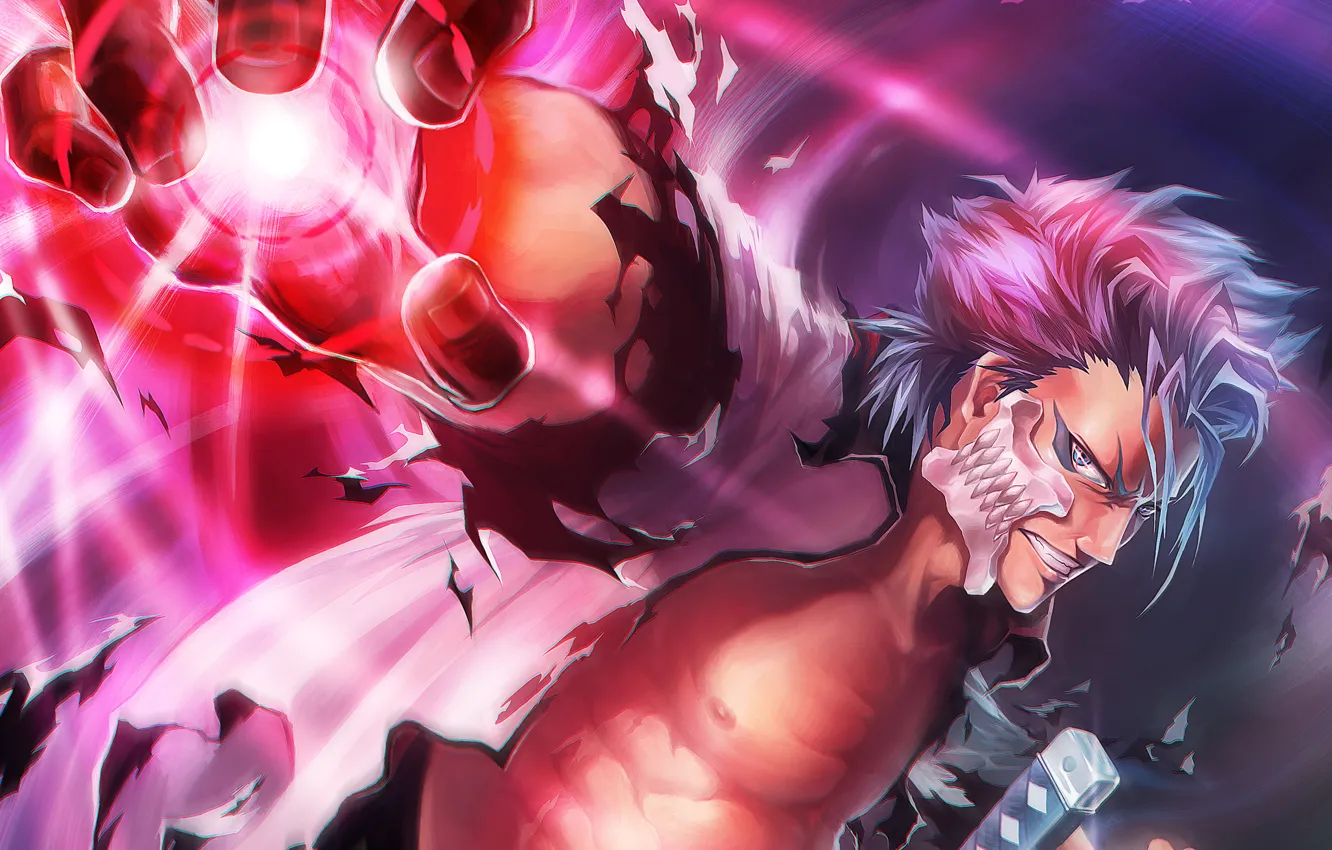 Photo wallpaper hand, mask, art, guy, Bleach, Bleach, Grimmjow, Jeagerjaques