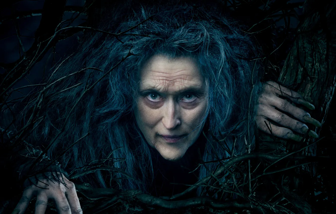 Photo wallpaper Disney, forest, green eyes, woman, tree, musical, pose, witch