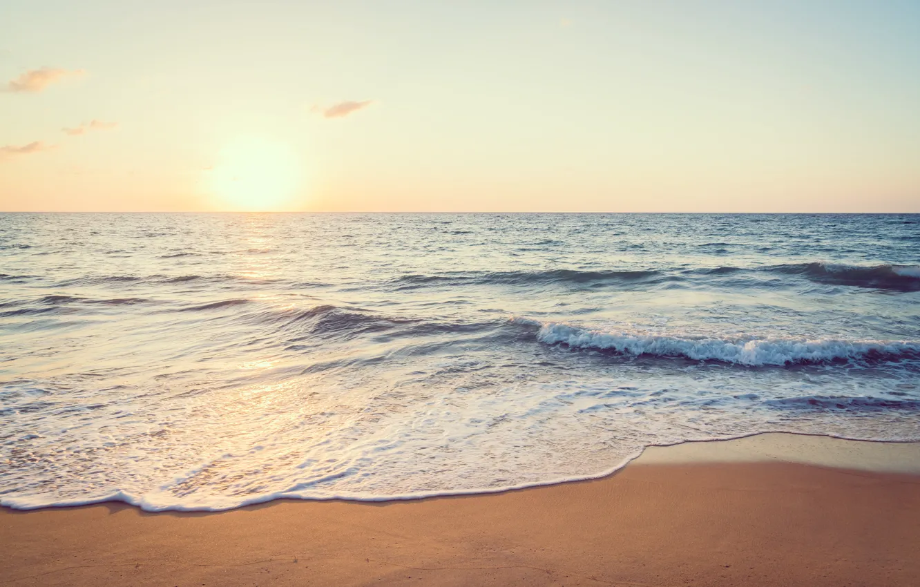 Photo wallpaper sand, sea, beach, sunset, beach, sky, sea, sunset