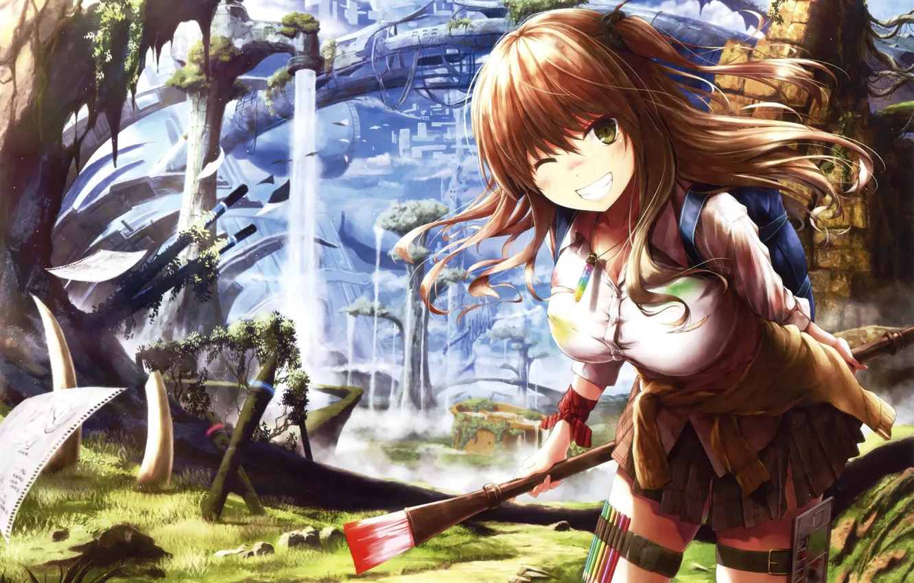 Photo wallpaper girl, art, brush