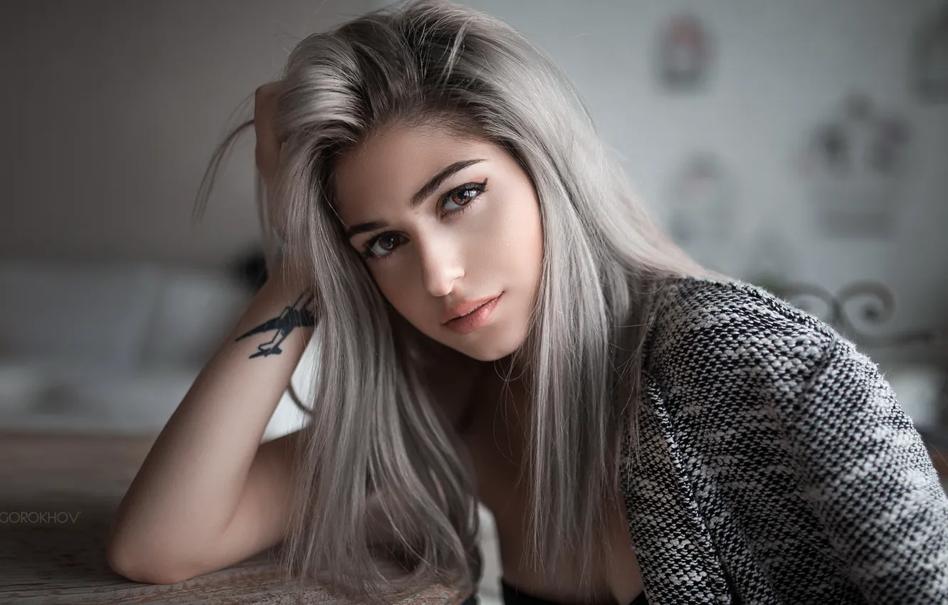 Photo wallpaper look, girl, makeup, girl, woman, Galina Rover, Galeine Rover