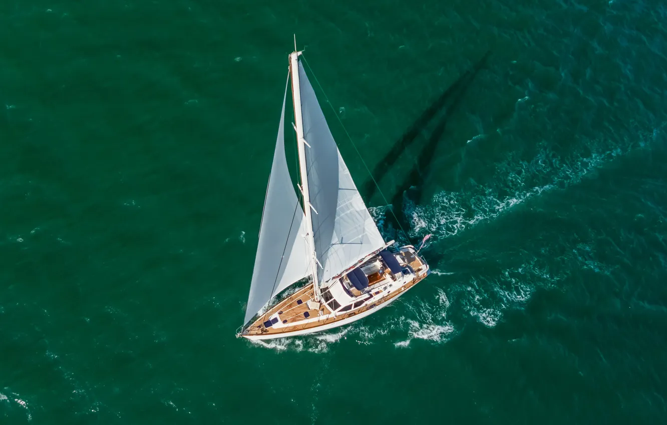 Photo wallpaper the way, movement, the ocean, the wind, boat, yacht, sails, swimming