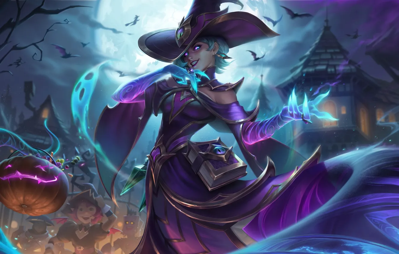 Photo wallpaper Halloween, art, League of Legends, Cassiopeia, LoL, skin, Bewitching