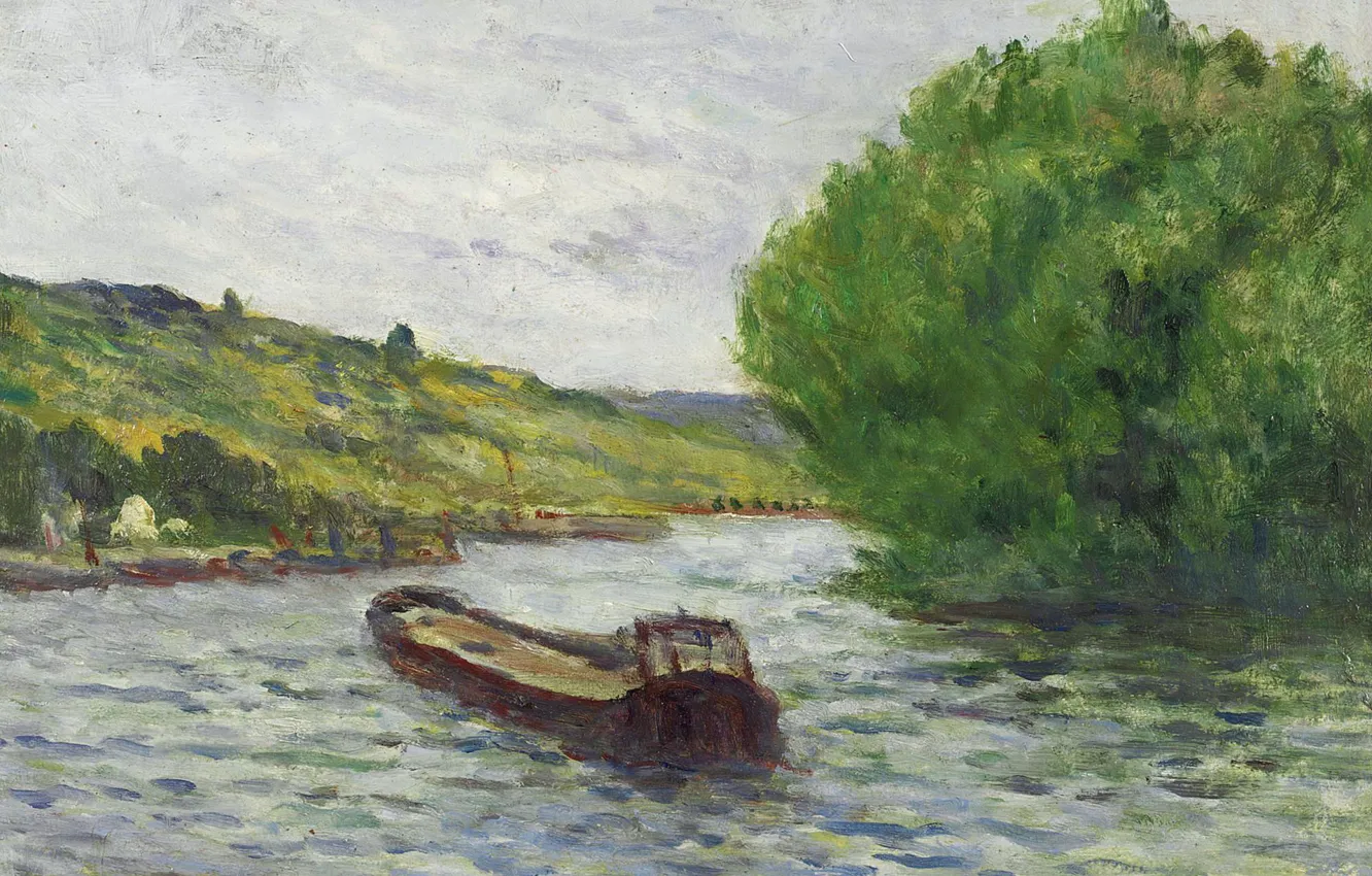 Photo wallpaper landscape, picture, Maximilien Luce, Maximilien Luce, Wilbois. Barge on the Seine