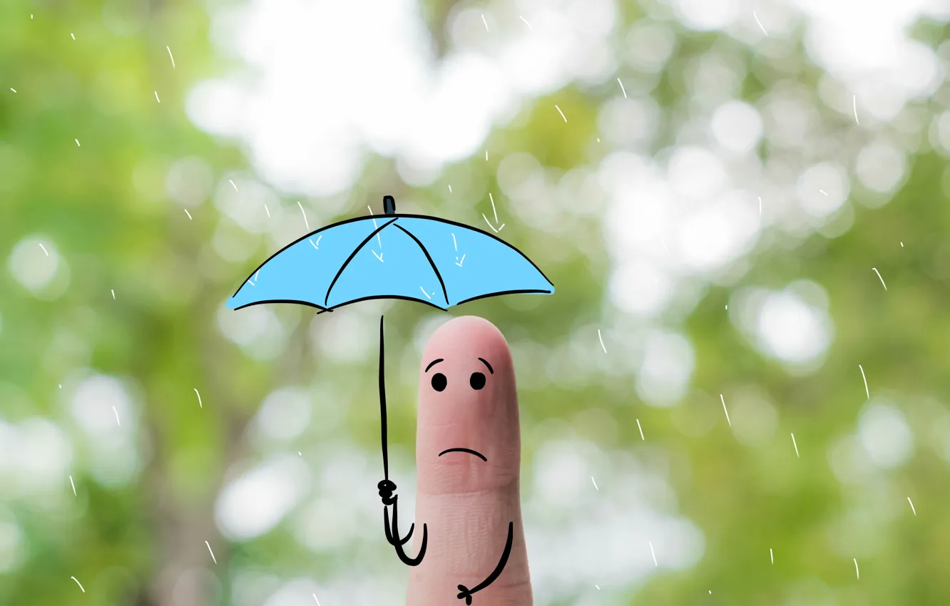 Photo wallpaper rain, umbrella, fingers, bad weather, Disappointment