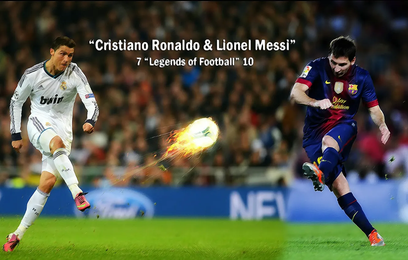 Photo wallpaper wallpaper, sport, Cristiano Ronaldo, football, Lionel Messi, legends, FC Barcelona, Real Madrid CF