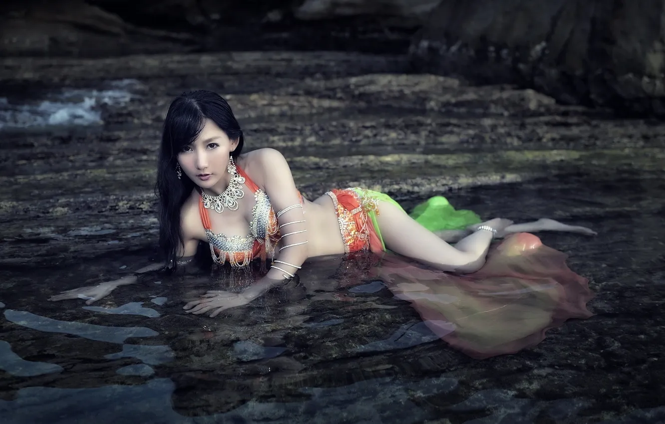 Photo wallpaper girl, background, Asian