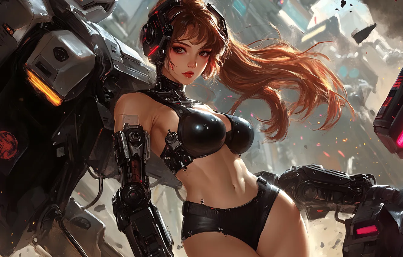 Photo wallpaper machine, look, girl, fiction, body, linen, figure, cyborg