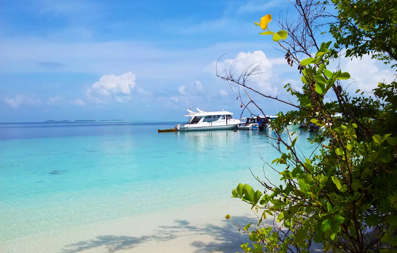 Photo wallpaper beach, the ocean, shore, island, Maldives