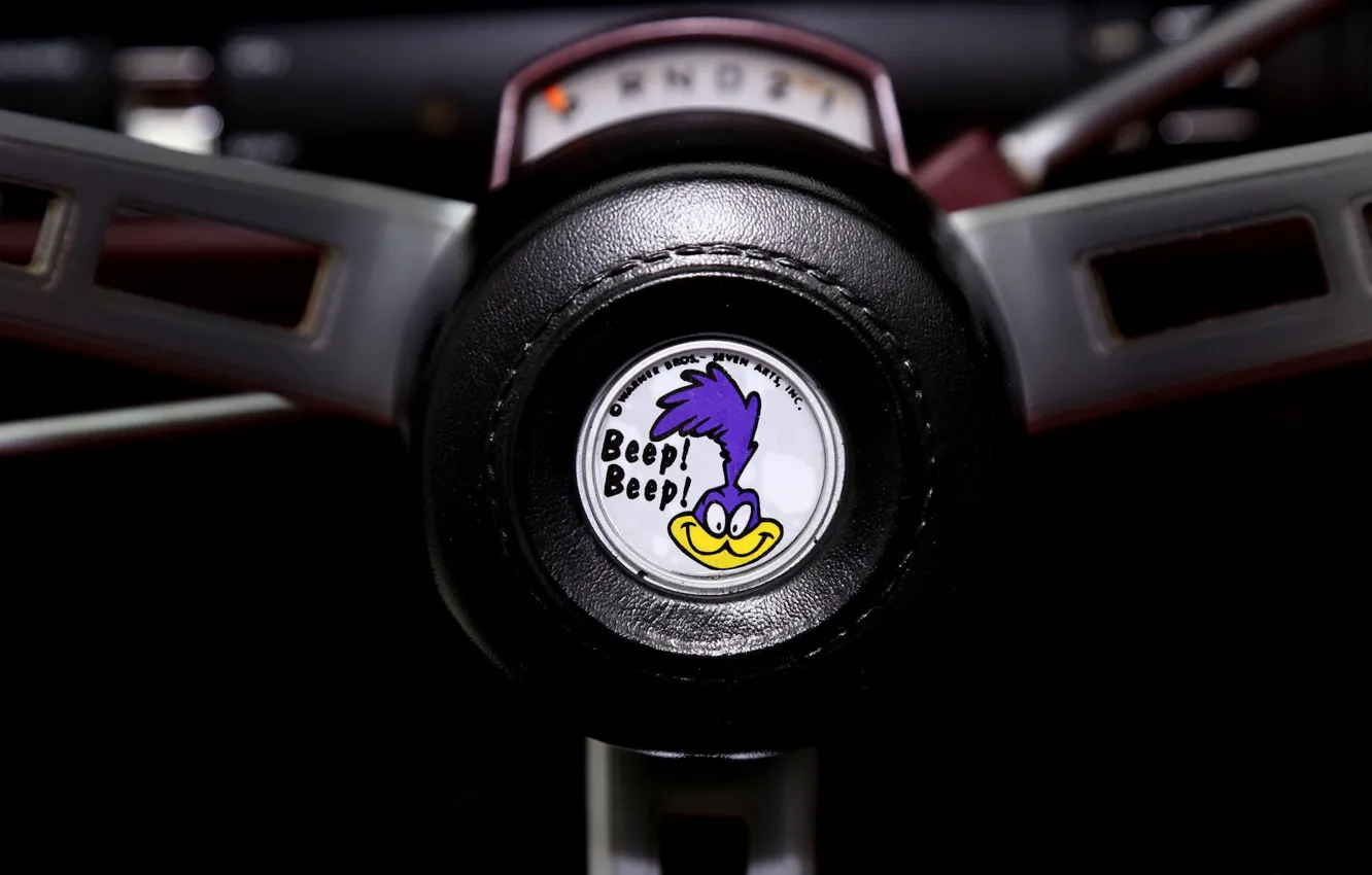 Photo wallpaper logo, Plymouth, macro, Road Runner, Mopar, Rudder