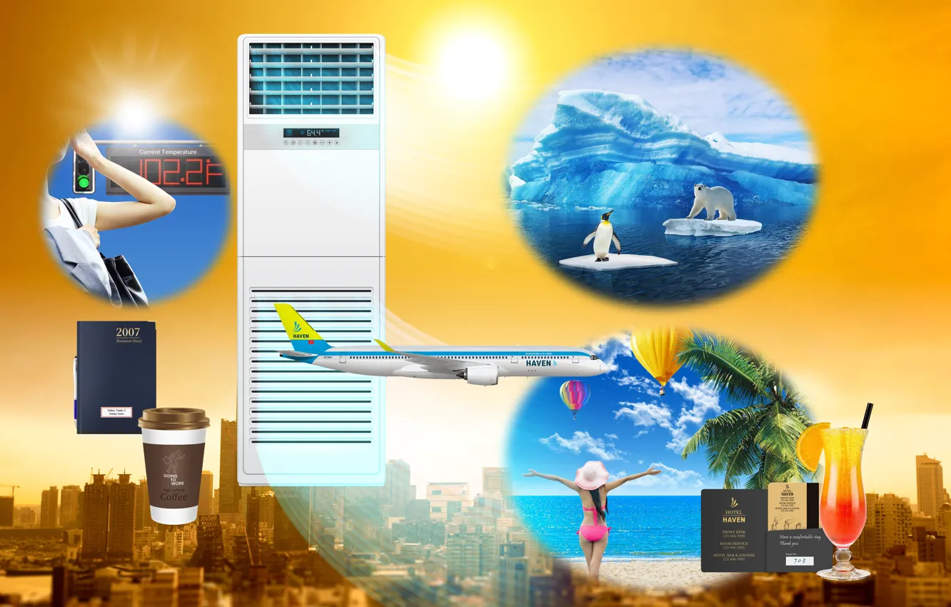 Photo wallpaper ice, summer, airplane, hotel, cocktail, coffee, vacation, Polar