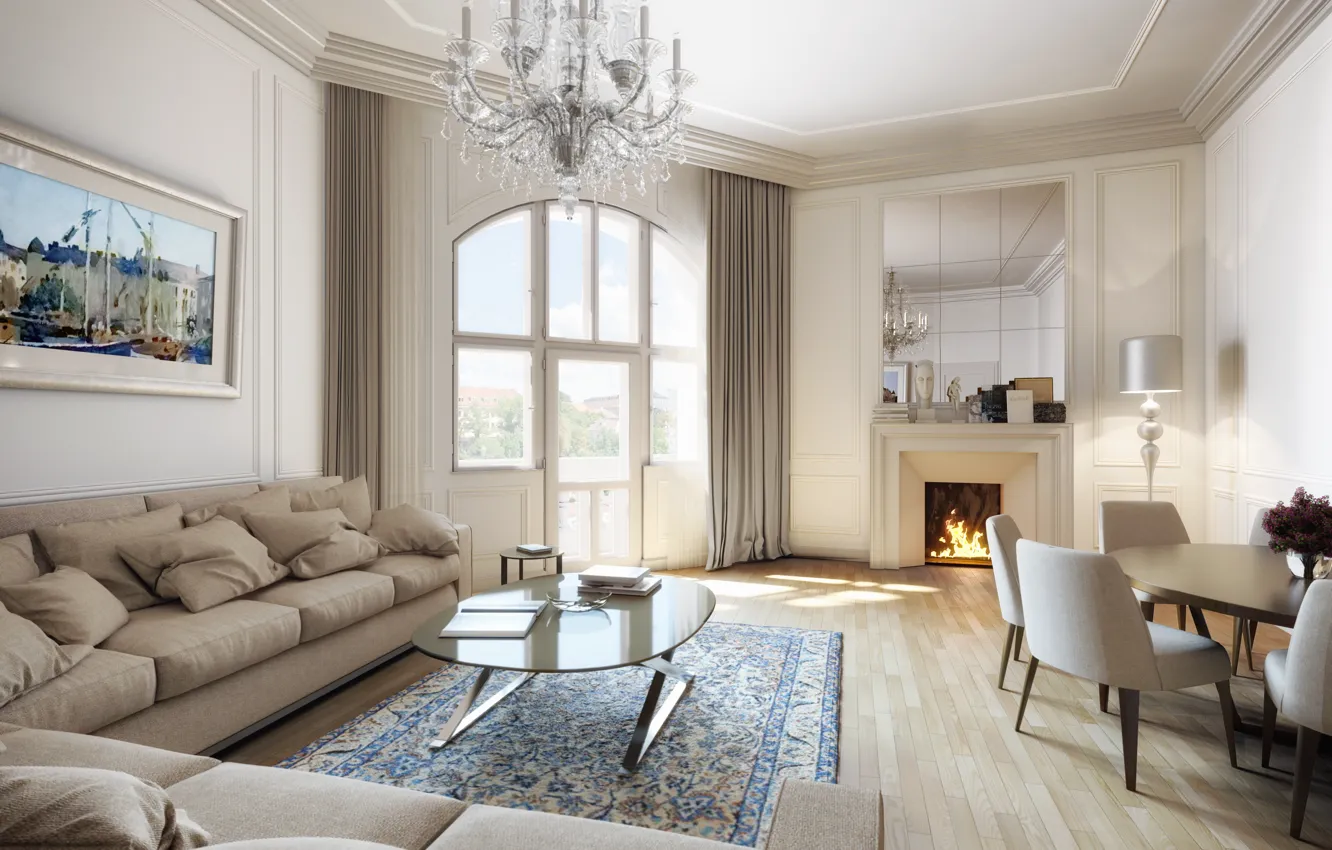 Photo wallpaper Villa, Prague, living room, Troy