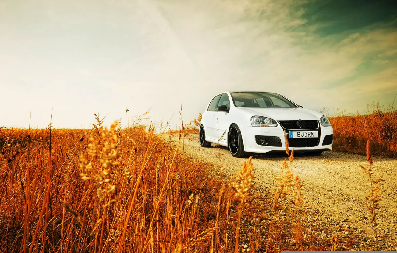 Photo wallpaper road, grass, nature, volkswagen, Golf, golf, Volkswagen