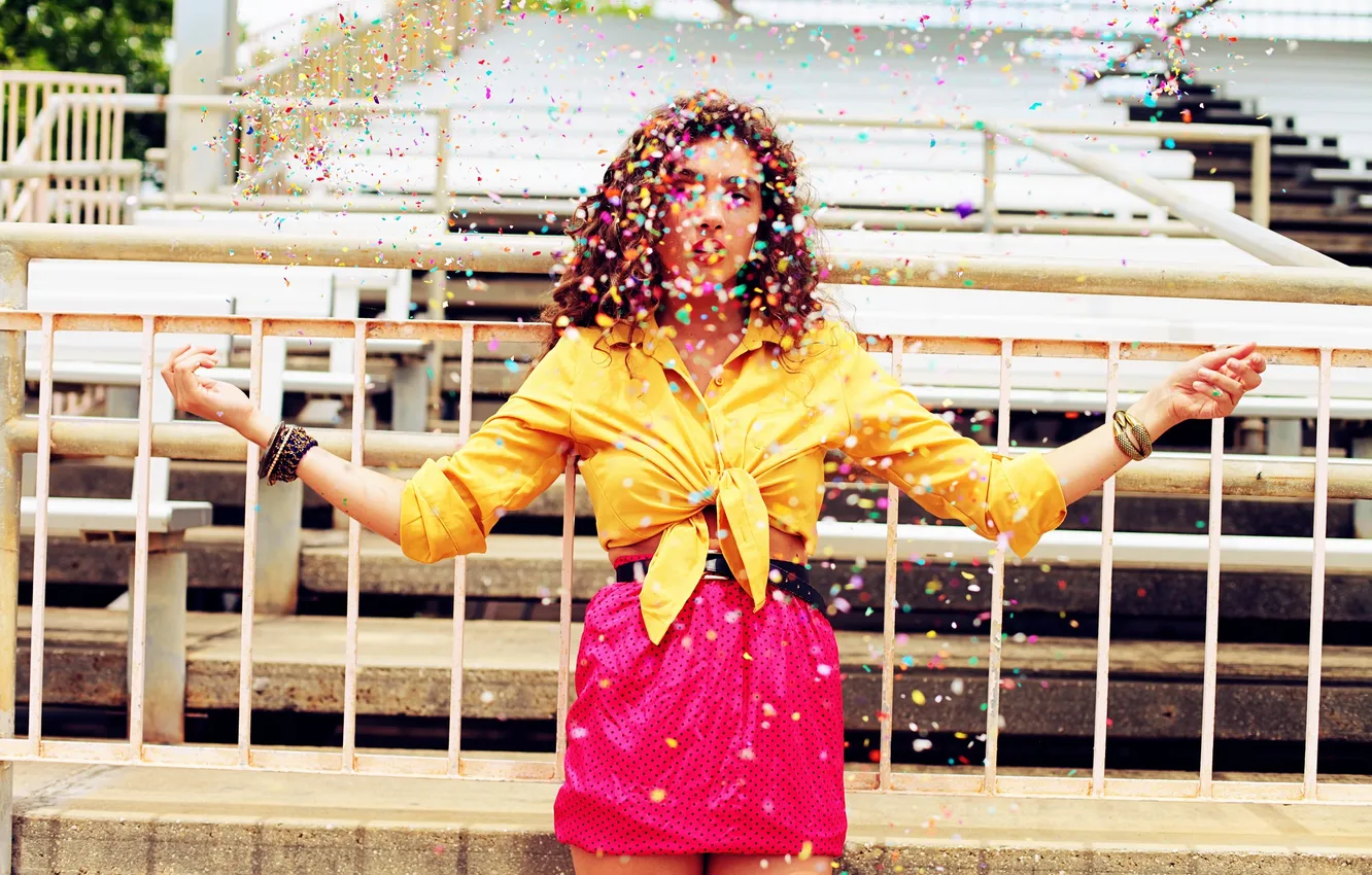 Photo wallpaper girl, skirt, shirt