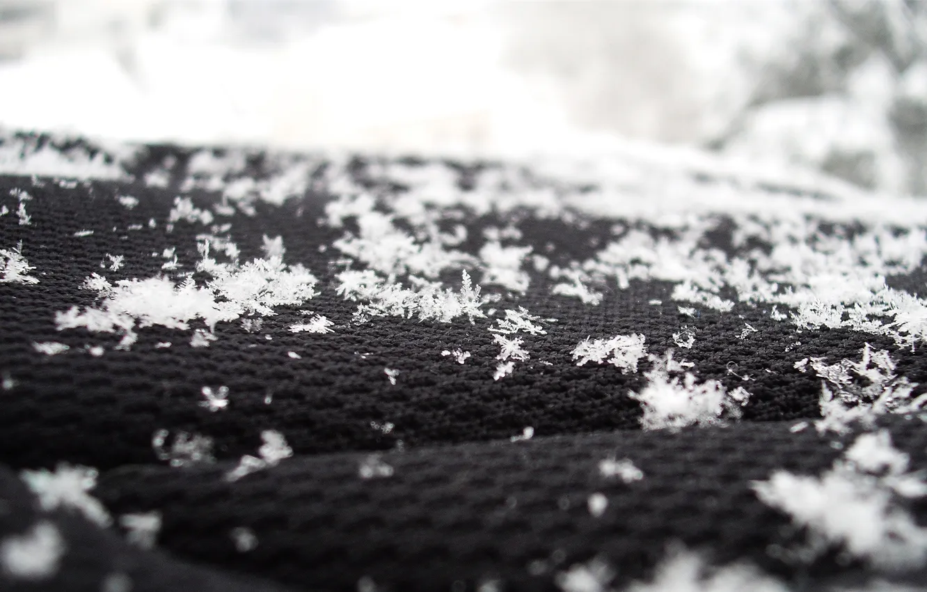 Photo wallpaper winter, macro, snowflakes, fabric