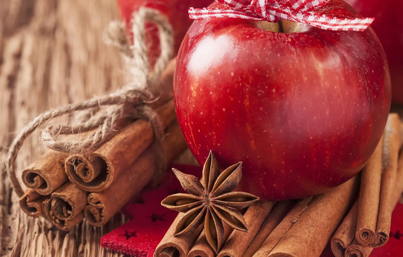 Photo wallpaper apples, cinnamon, carnation